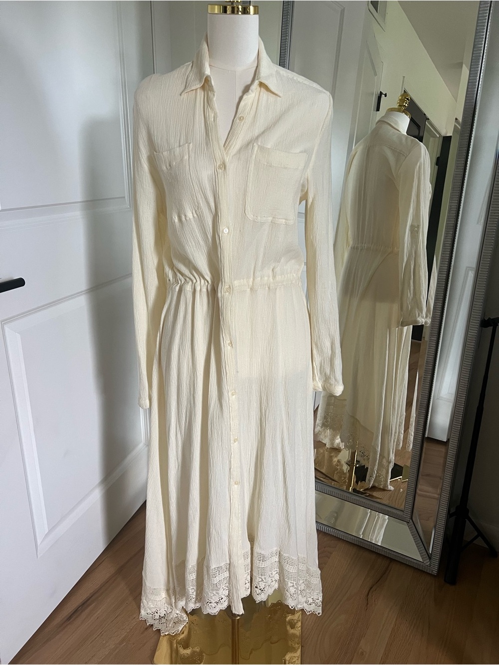 Denim & Supply Ralph Lauren Cream Button-Front Maxi Dress
